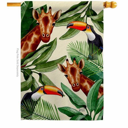 PATIO TRASERO Giraffe Toucan Animals Wildlife 28 x 40 in. Double-Sided Vertical House Flags for  Banner Garden PA3912165